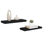 Floating Wall Shelves Set 2 Black MDF | HomeAndLiving