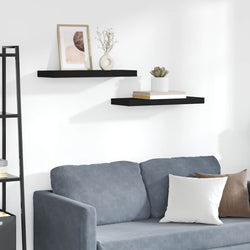 Floating Wall Shelves Set 2 Black MDF | HomeAndLiving