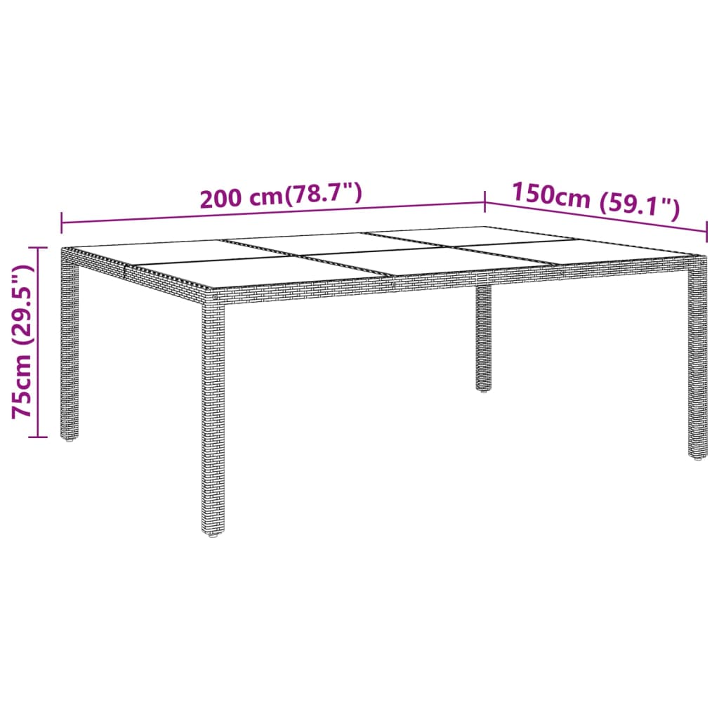 Premium Garden Table 200x150x75 cm Tempered Living Space Upgrade Boho 