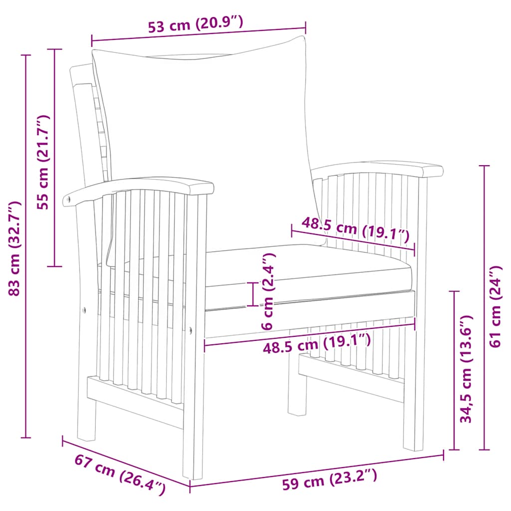 Acacia Wood Garden Chairs Cushions Set 2 | HomeAndLiving