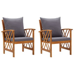 Modern Garden Chairs with Cushions 2 pcs Solid Acacia Wood