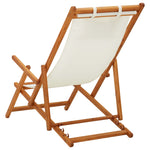 Folding Beach & Lawn Chair Solid Eucalyptus Wood And Fabric Cream