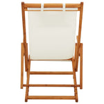 Folding Beach & Lawn Chair Solid Eucalyptus Wood And Fabric Cream