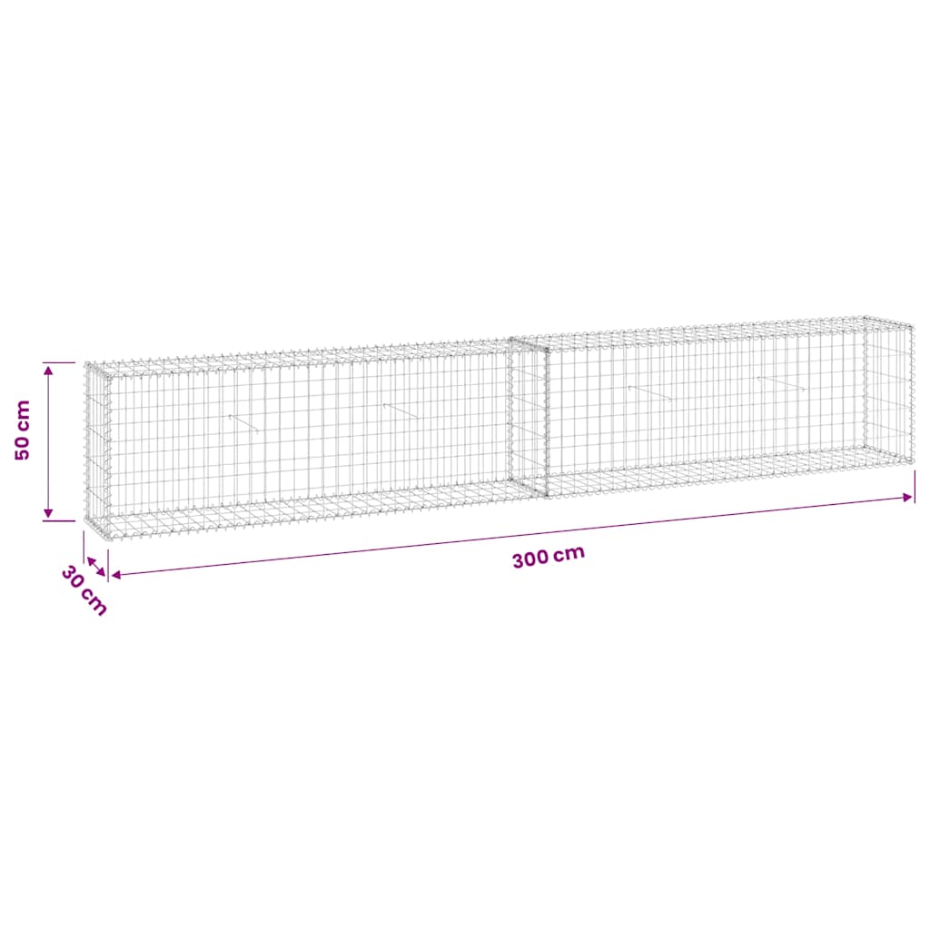 Gabion Wall Galvanised Steel 300x30x50cm | HomeAndLiving