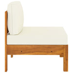 Middle Sofas 2 pcs with Cream White Cushions Solid Acacia Wood