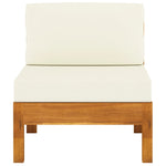 Middle Sofa with Cream White Cushions Solid Acacia Wood