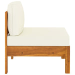 Middle Sofa with Cream White Cushions Solid Acacia Wood