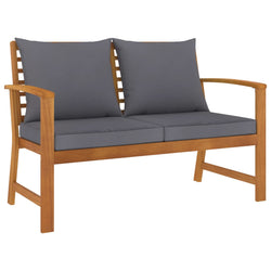Garden Bench with Dark Grey Cushion Solid Acacia Wood