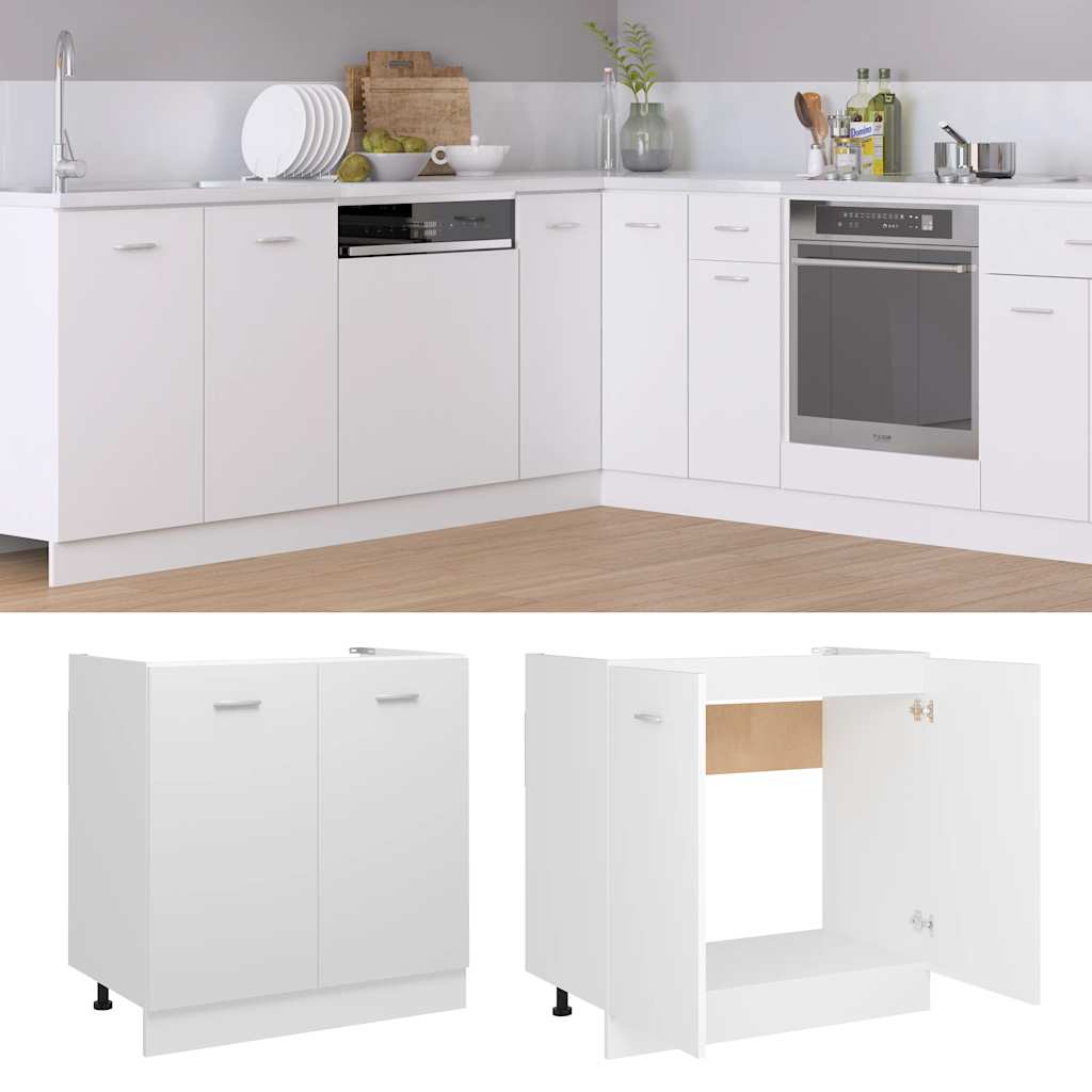 Under Sink Cabinet White 80cm Kitchen Storage | HomeAndLiving