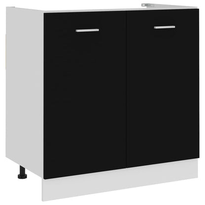 Kitchen Sink Cabinet Black 80cm Engineered Wood | HomeAndLiving