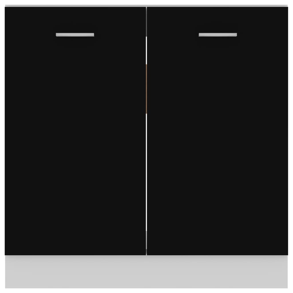 Kitchen Sink Cabinet Black 80cm Engineered Wood | HomeAndLiving