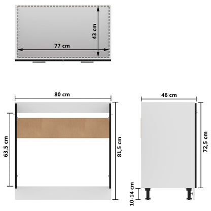 Kitchen Sink Cabinet Black 80cm Engineered Wood | HomeAndLiving