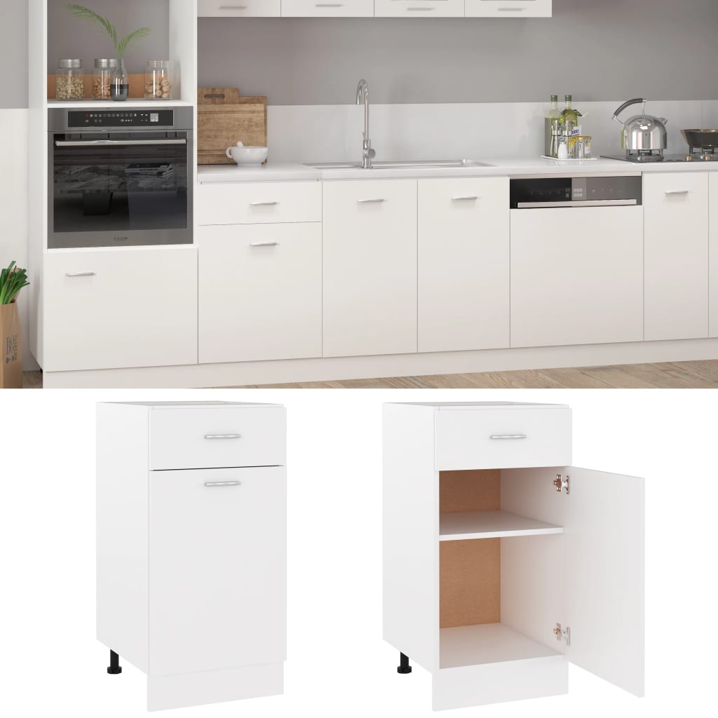 Drawer Bottom Cabinet White Engineered Wood - 40×46×81.5cm
