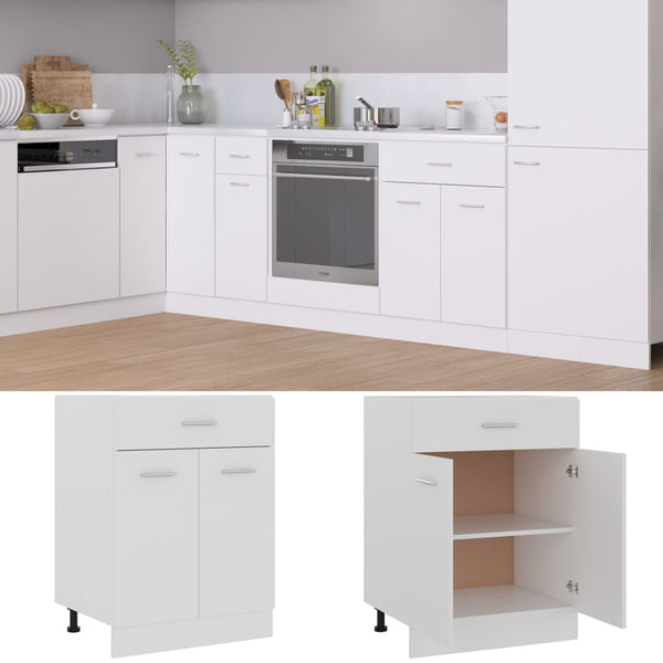  Stylish Drawer Bottom Cabinet White Engineered Wood