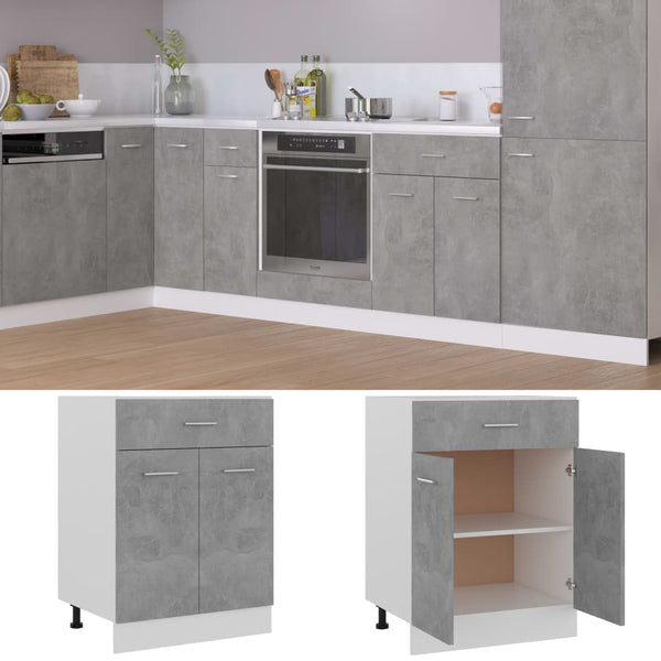  Elegance Drawer Bottom Cabinet Concrete Grey Engineered Wood