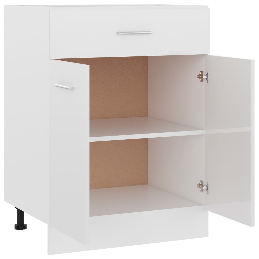 Drawer Bottom Cabinet High Gloss White - Engineered Wood