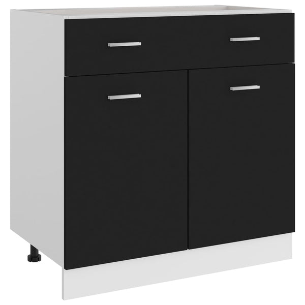  Drawer Bottom Cabinet Black Engineered Wood