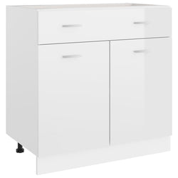 Drawer Bottom Cabinet High Gloss White Engineered Wood
