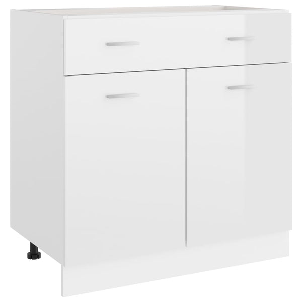  Drawer Bottom Cabinet High Gloss White Engineered Wood