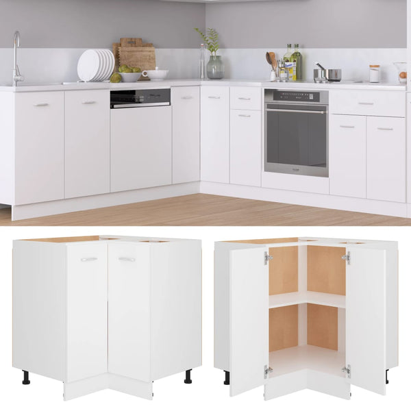  Corner Bottom Cabinet White Engineered Wood