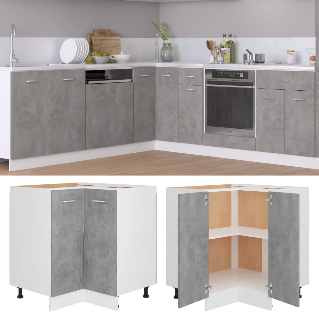 Corner Kitchen Cabinet Concrete Grey 75.5cm | HomeAndLiving