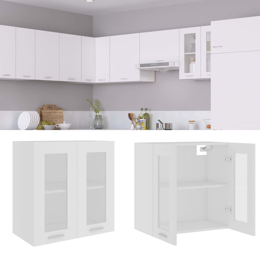 Hanging Glass Cabinet White Engineered Wood