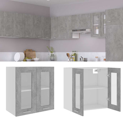 Hanging Glass Cabinet Concrete Grey 60x60cm | HomeAndLiving