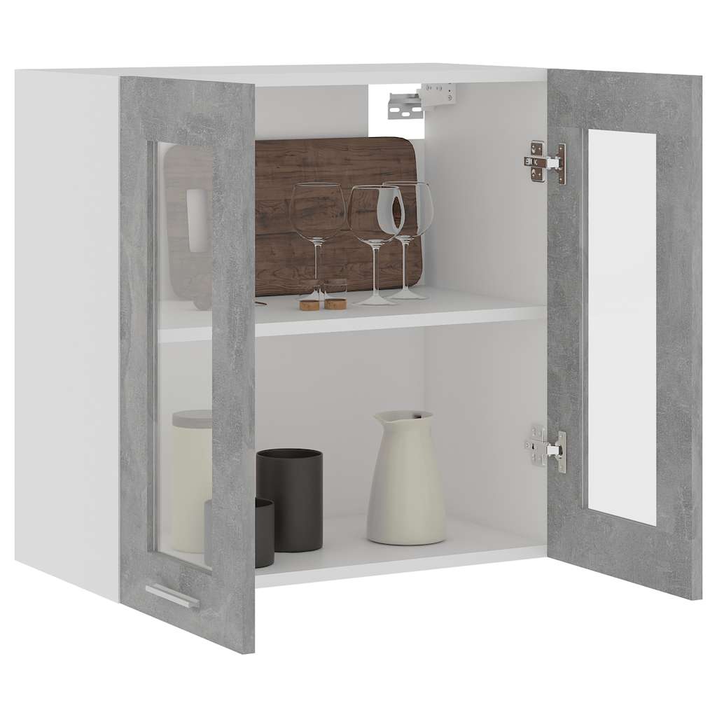 Hanging Glass Cabinet Concrete Grey 60x60cm | HomeAndLiving