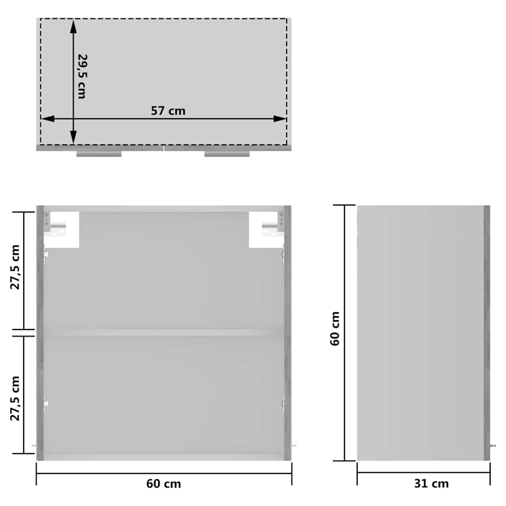 Hanging Glass Cabinet Concrete Grey 60x60cm | HomeAndLiving