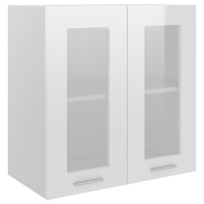 Hanging Glass Cabinet High Gloss White - Engineered Wood