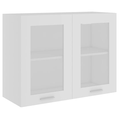 Glass Door Wall Cabinet White 80cm Kitchen | HomeAndLiving
