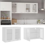 Glass Door Wall Cabinet White 80cm Kitchen | HomeAndLiving