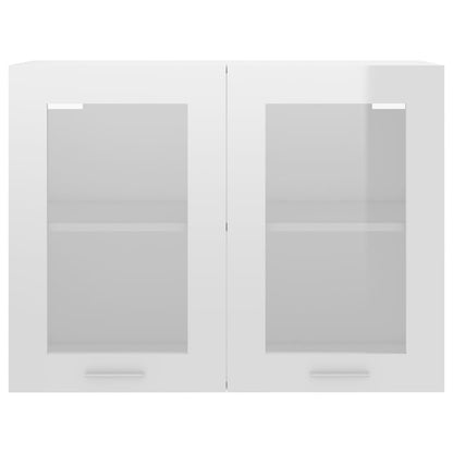 Hanging Glass Cabinet High Gloss White Engineered Wood