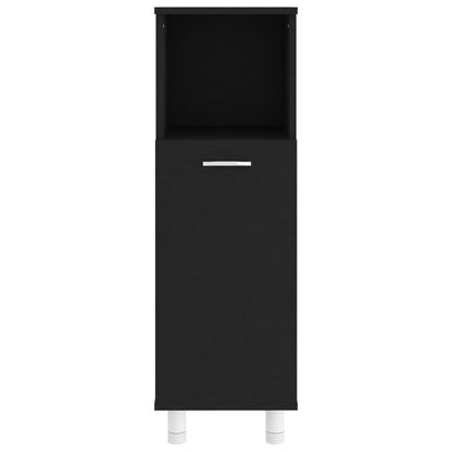 Bathroom Cabinet Black Engineered Wood