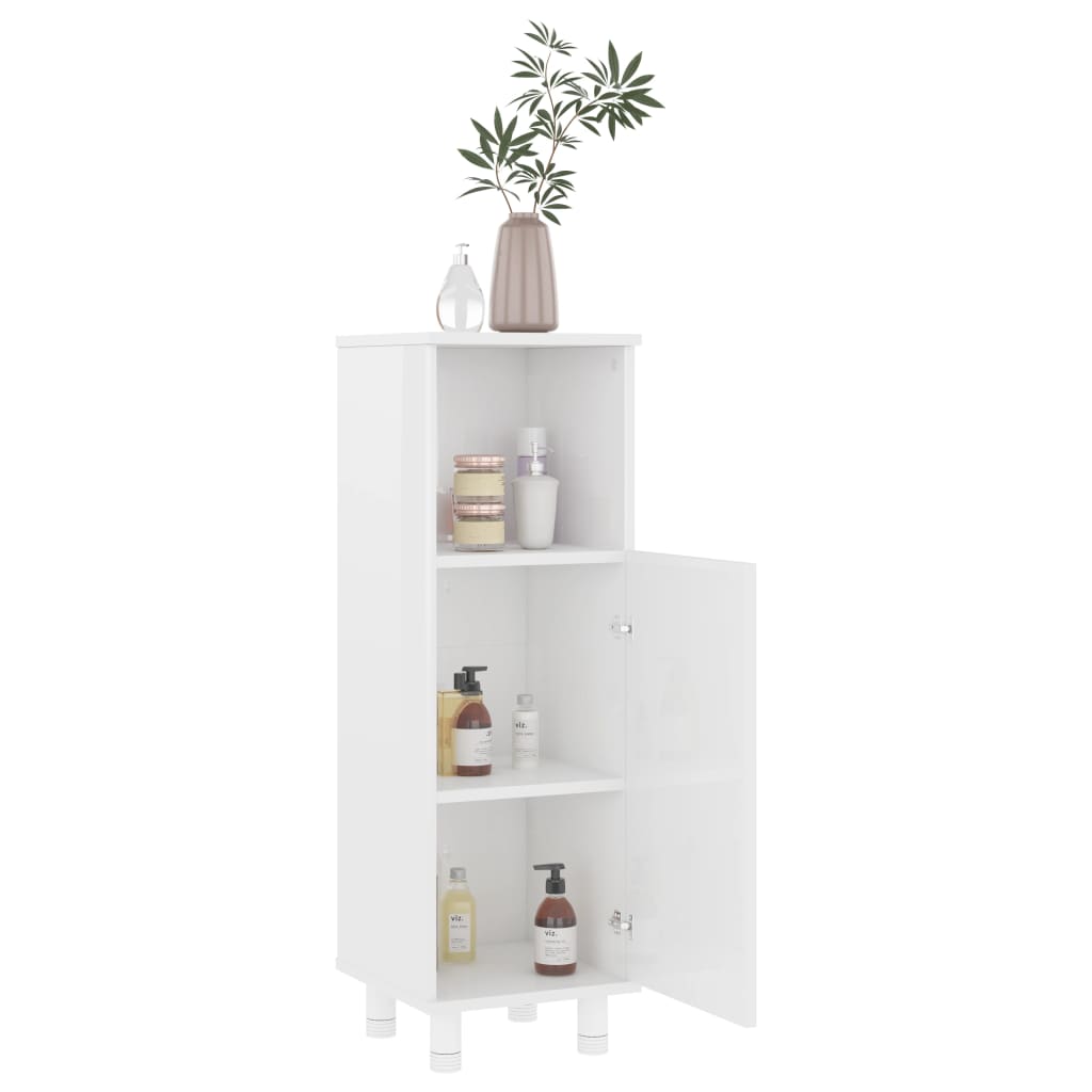 Bathroom Cabinet High Gloss White, Engineered Wood