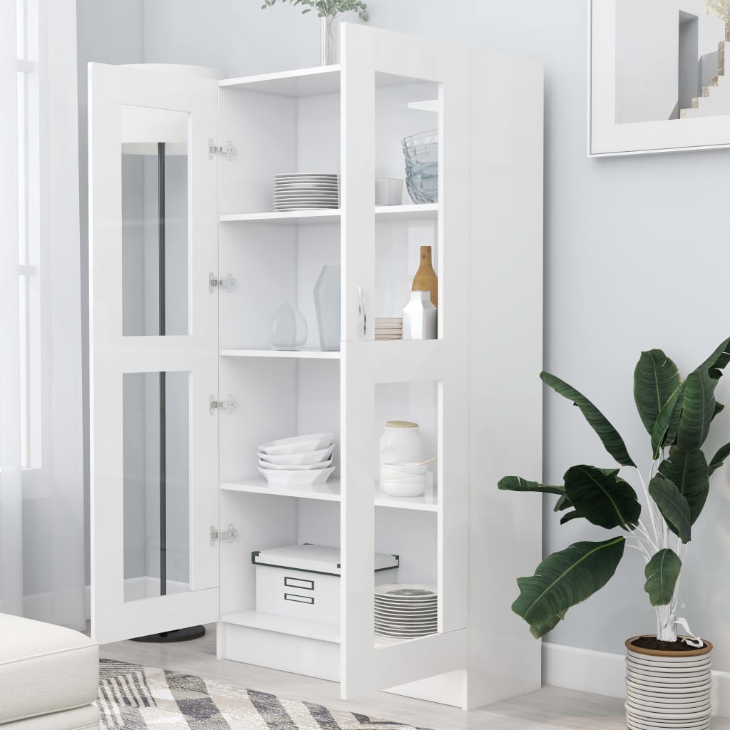 Vitrine Cabinet White Engineered Wood