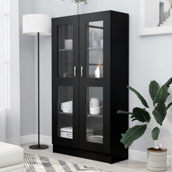 Vitrine Cabinet Black Engineered Wood