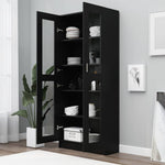 Glass Display Cabinet Black 185cm Tall | HomeAndLiving