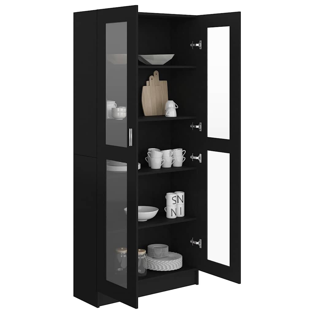 Glass Display Cabinet Black 185cm Tall | HomeAndLiving