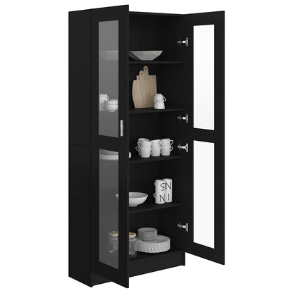 Glass Display Cabinet Black 185cm Tall | HomeAndLiving