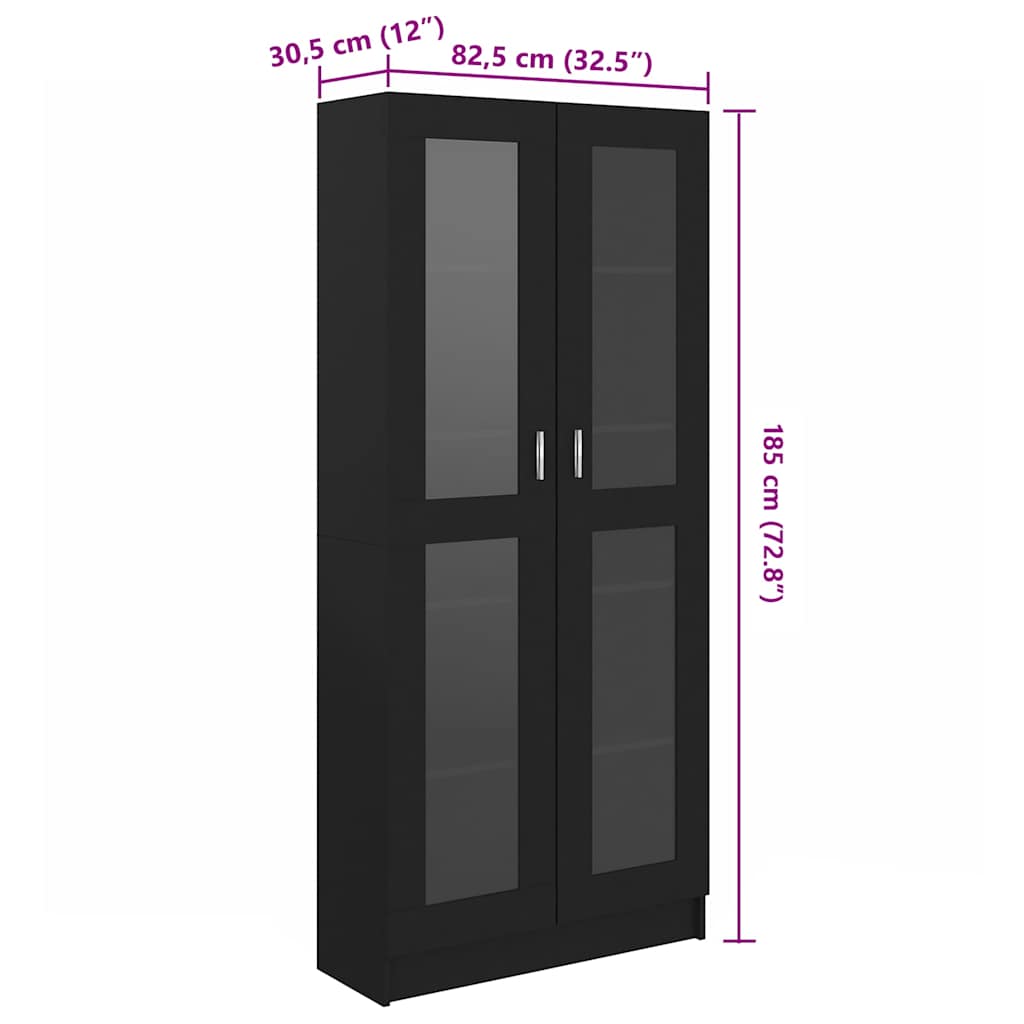 Glass Display Cabinet Black 185cm Tall | HomeAndLiving