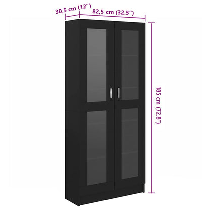 Glass Display Cabinet Black 185cm Tall | HomeAndLiving
