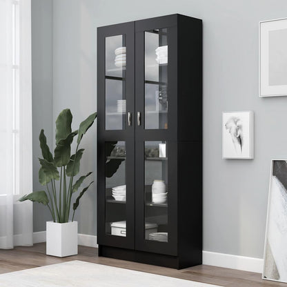 Glass Display Cabinet Black 185cm Tall | HomeAndLiving