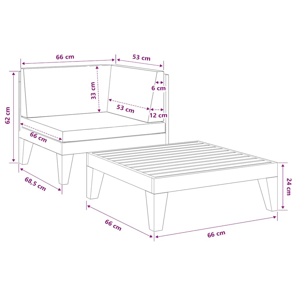 Decorative 2 Piece Garden Lounge Set Garden Gathering Urban Style 