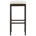 Bar Stools with Cushions 2 pcs Brown Poly Rattan