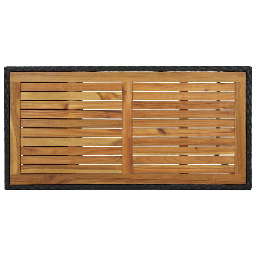 Outdoor Black Poly Rattan Bar Table with Storage Rack 120x60x110cm