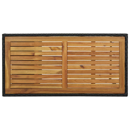Outdoor Black Poly Rattan Bar Table with Storage Rack 120x60x110cm