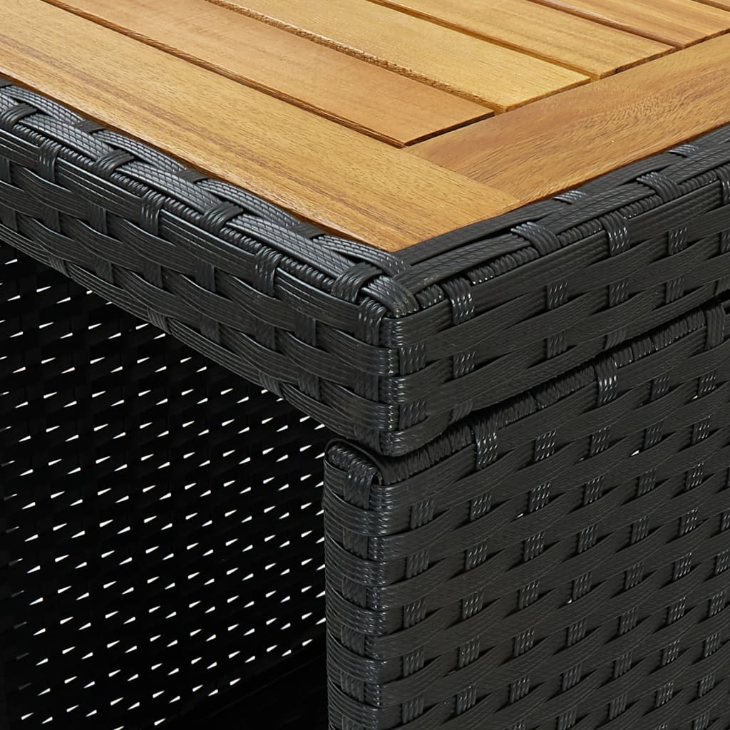 Outdoor Black Poly Rattan Bar Table with Storage Rack 120x60x110cm