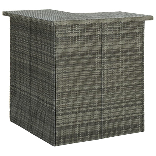 Outdoor Grey Corner Bar Table Poly Rattan 100x50x105cm Patio