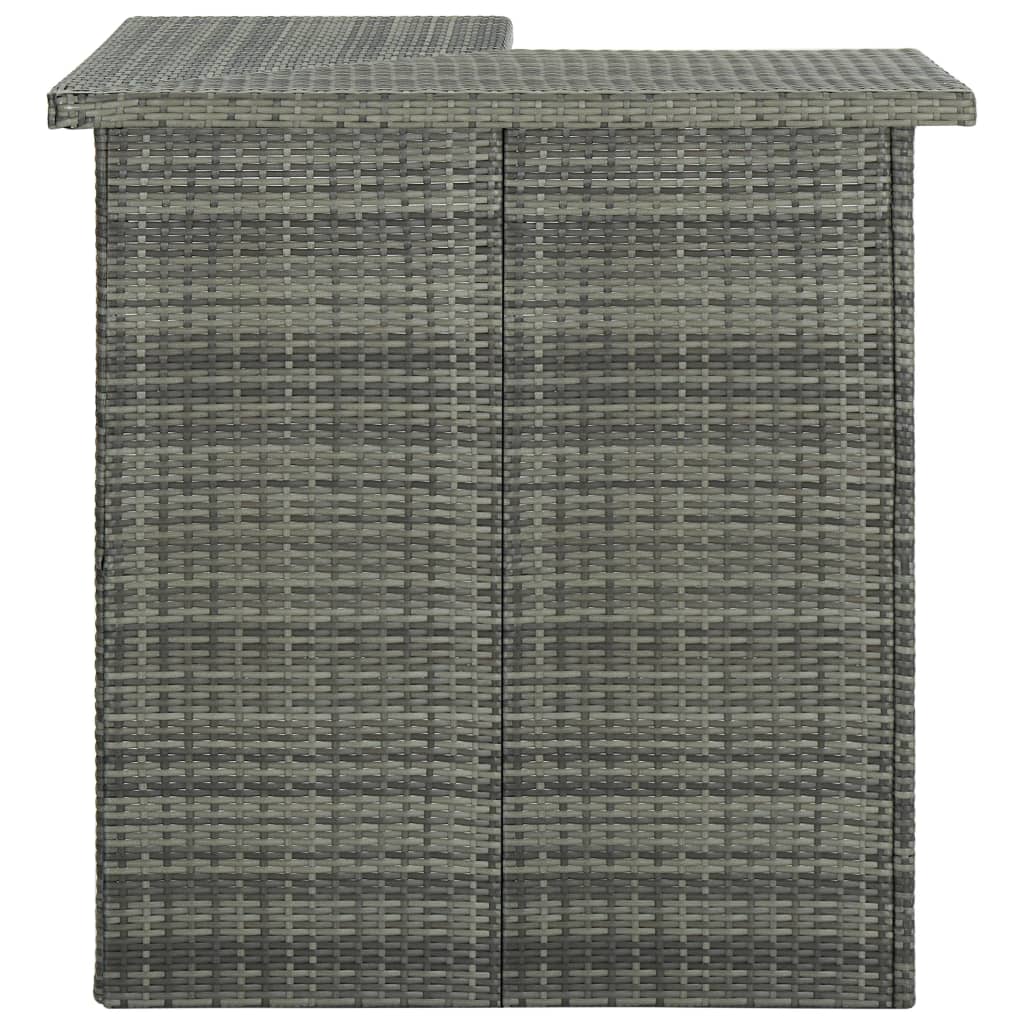 Outdoor Grey Corner Bar Table Poly Rattan 100x50x105cm Patio